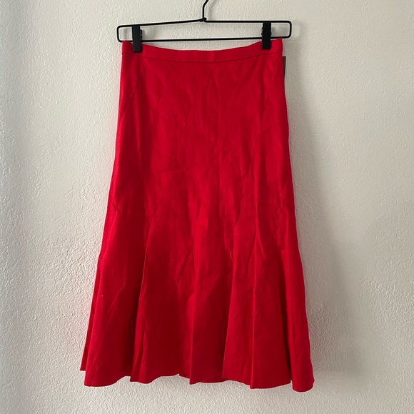 J. Crew Dresses & Skirts - NWT J. Crew Red Fluted Stretch Linen Skirt